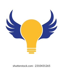 Wing Glühbirnen Logo Design Symbol Vektorgrafik.