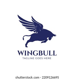 Wing bull. Bull with two wings logo design for company, brand, store, online shop or website. Vector Illustration EPS 10