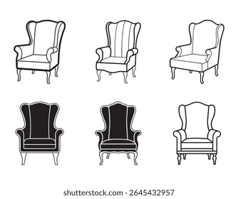 wing  chair icon silhouette vector illustration