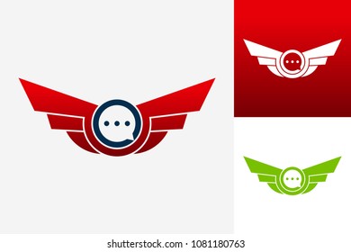 Wing Chat Logo Template Design Vector, Emblem, Design Concept, Creative Symbol, Icon