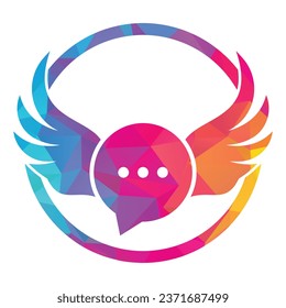 Wing Chat Logo Template Design Vector.