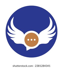 Wing Chat Logo Template Design Vector.
