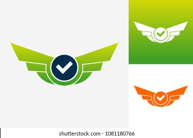 Wing Check Logo Template Design Vector, Emblem, Design Concept, Creative Symbol, Icon