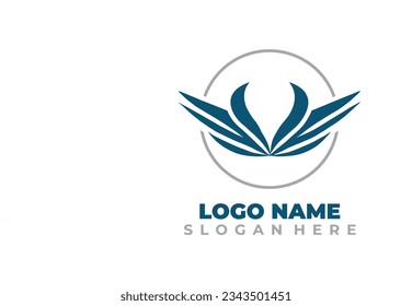 Wing Circle Logo Design With Blue and Grey Color Concept Background