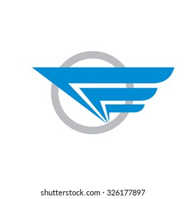 Wing in circle - vector logo template concept illustration. Abstract transport sign. Travel icon. Design element.