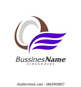 Wing Coconut logo vector template, Creative Coconut logo design concepts, Icon symbol, Illustration