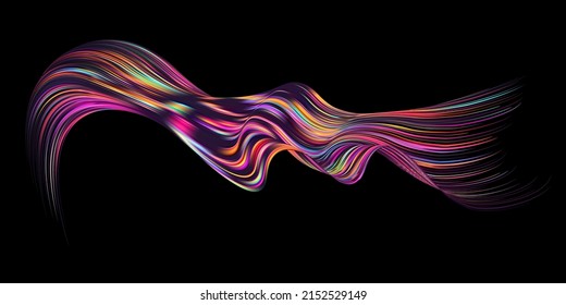 Wing Colorful abstract twisted fluide shape flow. Trendy liquid design. 3D colored abstract Flow shapes stream paint. Deep analysis brushstroke colorful banner. Vector illustration realistic dye