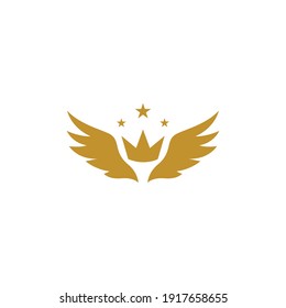 Wing and crown illustration logo vector design