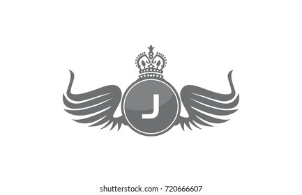 Wing Crown Logo Initial J