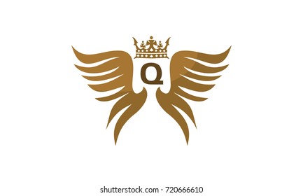 Wing Crown Logo Initial Q