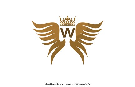 Wing Crown Logo Initial W 