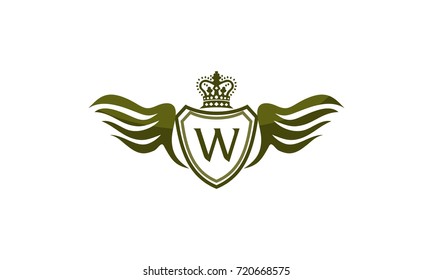Wing Crown Logo Initial W 