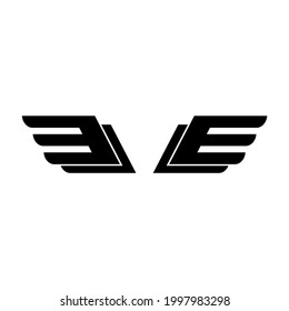 Wing design logo formed from the letter E