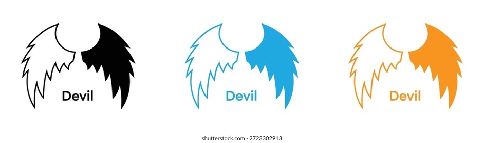 Diseños de alas en negro, blanco y azul para proyectos creativos. silueta de alas de ángel. diseño de tatuaje de alas de ángel. Colores de alas de diablo para proyectos de diseño. Iconos de alas de ángel para proyectos de diseño.