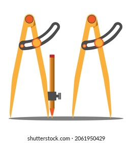 wing divider caliper flat vector for manufacturing, flat icon divisor caliper