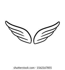 wing doodle icon vector hand drawing 