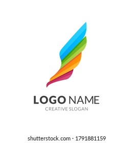 wing and eagle logo template, modern 3d logo style in gradient vibrant colors