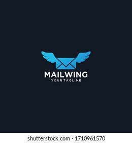 wing end email logo template Premium Vector