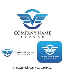 Wing falcon bird  Logo Template vector