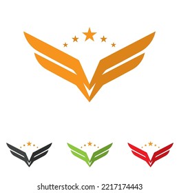 Vector de plantilla de logotipo de ave halcón ala