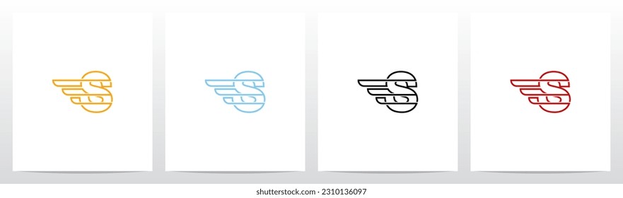 Wing Fast Outline Letter Logo Design S