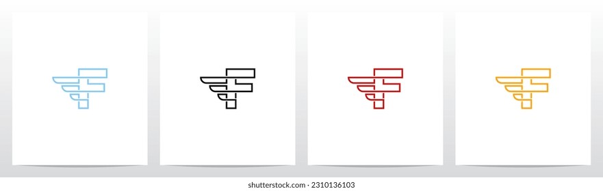 Wing Fast Outline Letter Logo Design F