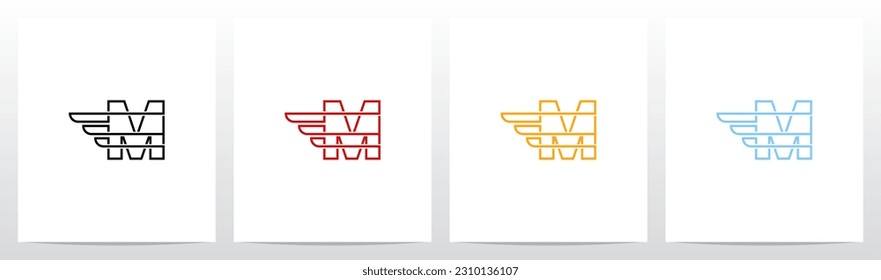 Wing Fast Outline Letter Logo Design M