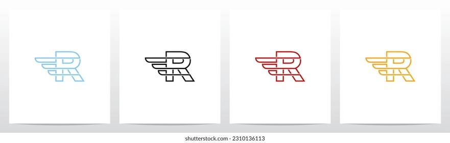 Wing Fast Outline Letter Logo Design R