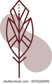 Wing feather, illustration, vector, on a white background.