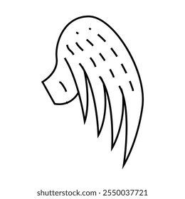 wing with feather line icon vector. wing with feather sign. isolated contour symbol black illustration