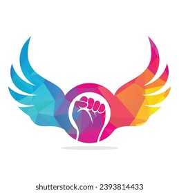 Wing fist logo vector design. Strong fist of a muscular man vector illustration.
