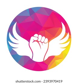 Wing fist logo vector design. Strong fist of a muscular man vector illustration.