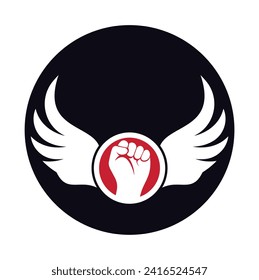 Wing fist logo vector design. Strong fist of a muscular man vector illustration.