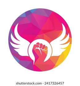 Wing fist logo vector design. Strong fist of a muscular man vector illustration.
