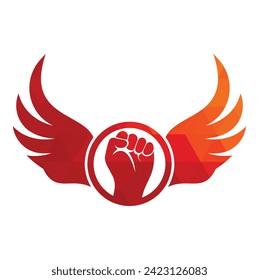 Wing fist logo vector design. Strong fist of a muscular man vector illustration.