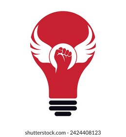 Diseño de vector de logotipo de puño de ala. Puño fuerte de un hombre muscular ilustración vectorial.