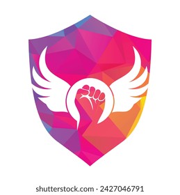 Wing fist logo vector design. Strong fist of a muscular man vector illustration.