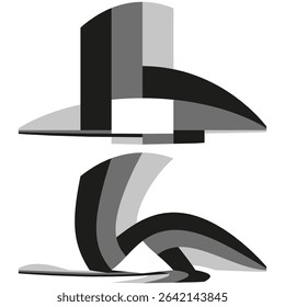 Wing flight icon. Elegant feather symbol. Vector sleek shape. Black outline design.