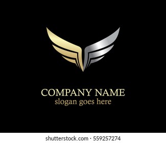 wing fly abstract gold logo