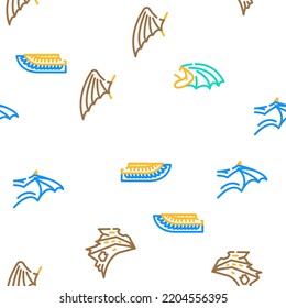 Wing Fly Animal, Bird And Insect vector seamless pattern thin line illustration