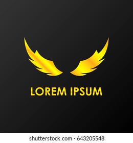 Wing, fly bird lowercase flat logo design template. Gold media icon. Vision Logotype concept idea.