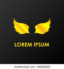Wing, fly bird lowercase flat logo design template. Gold media icon. Vision Logotype concept idea.