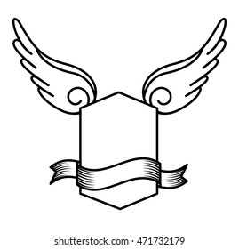 wing fly drawing tattoo style isolated icon