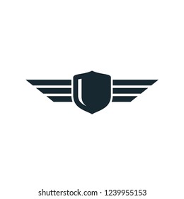 wing flying shield security icon vector logo template