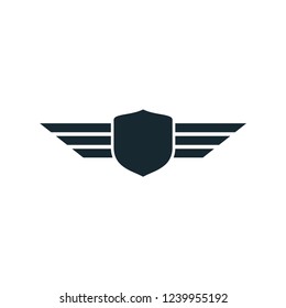 wing flying shield security icon vector logo template