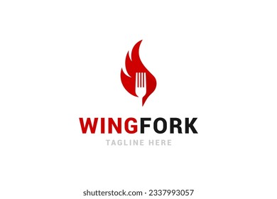 Wing fork food logo design vector illustration fit for restaurant logo, catering, food brand logo template