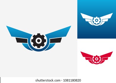 Wing Gear Logo Template Design Vector, Emblem, Design Concept, Creative Symbol, Icon
