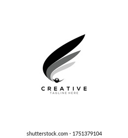 plantilla de diseño de color negro con logotipo de ala y globo