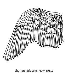 Wing Hand Draw Sketch. Element for Design. Vector illustration