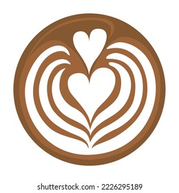 Wing Heart Latte art Coffee Logo Design, Vector illustration